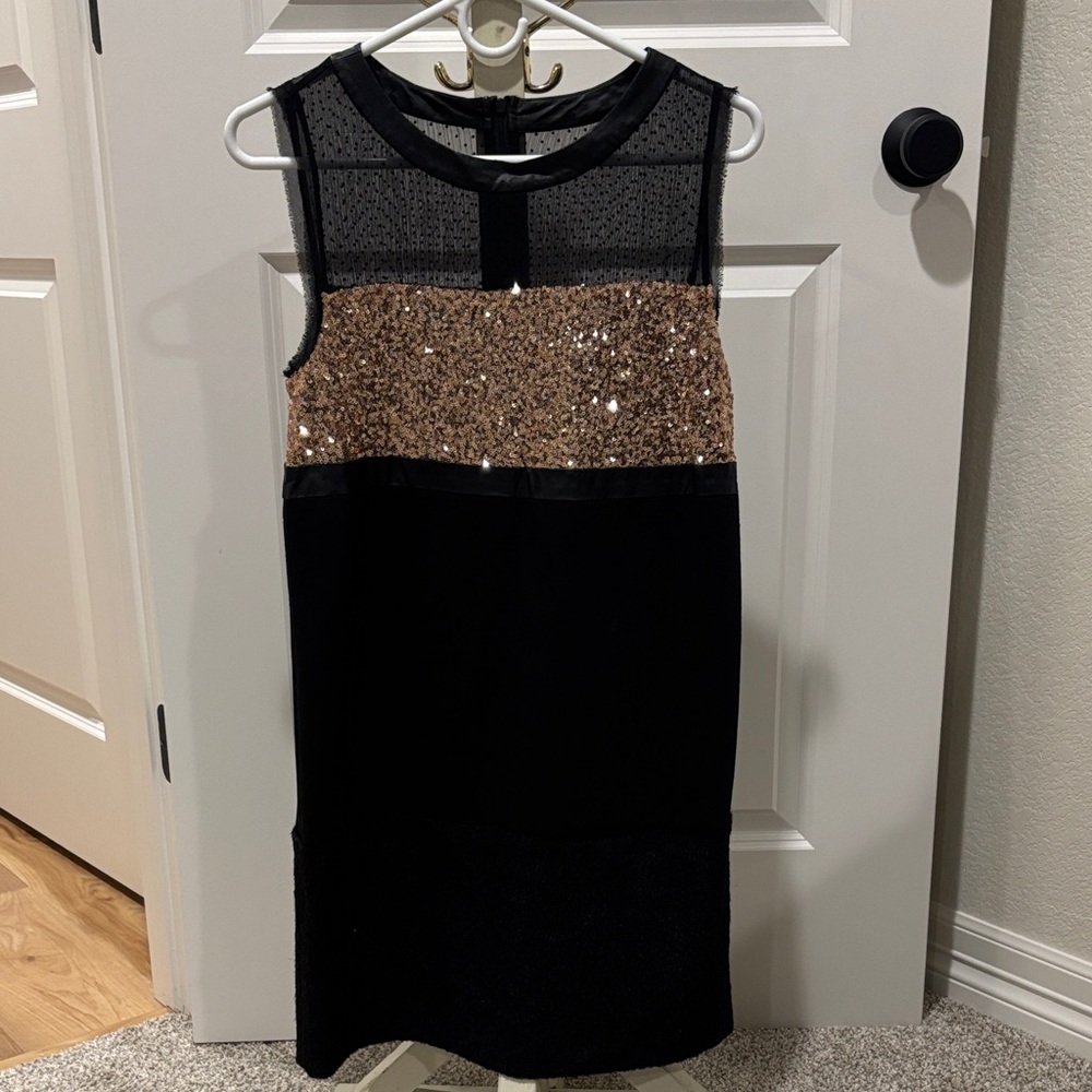 RACHEL Rachel Roy Black and Gold Sparkle Blouse